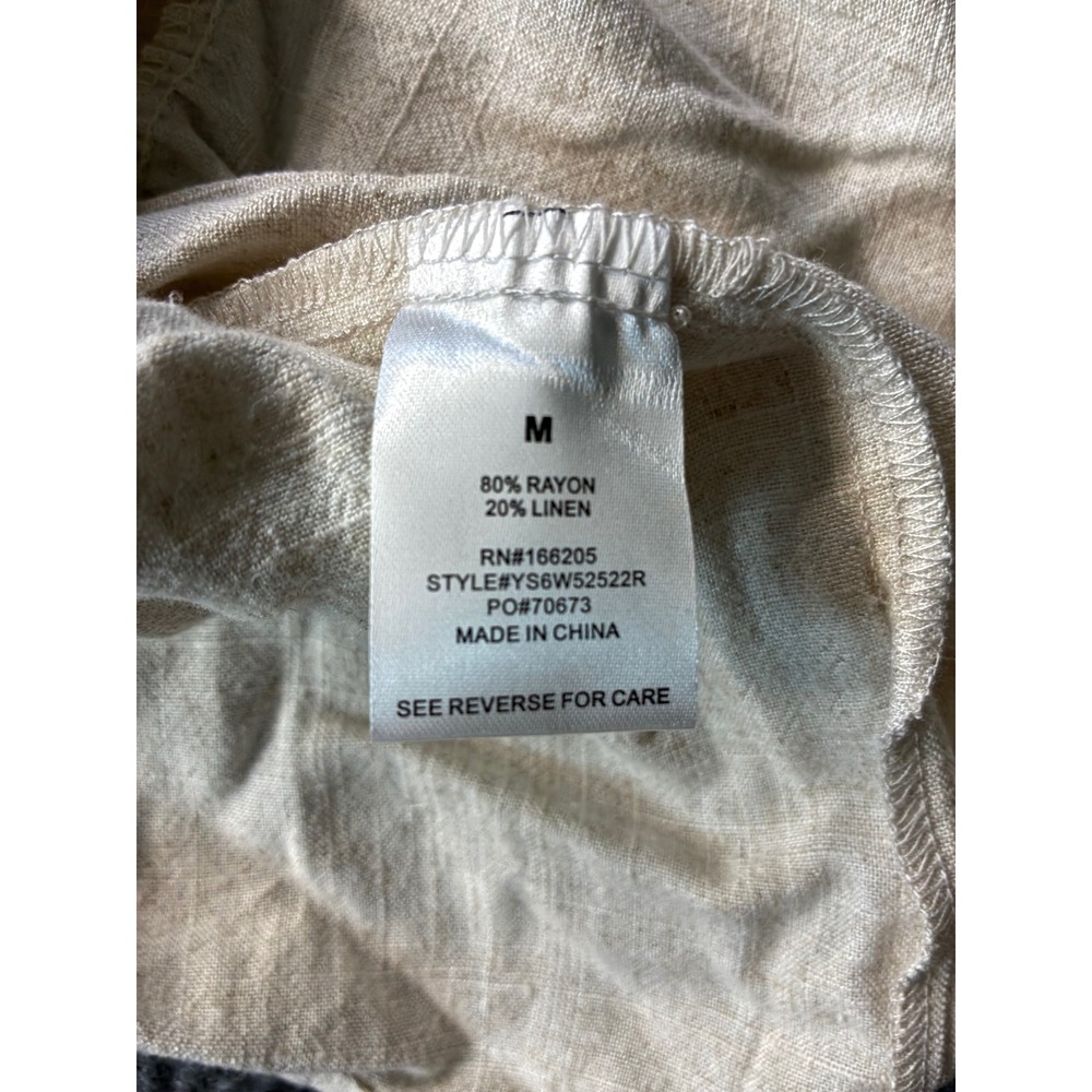 Lucky Brand Womens Beige Linen Blend Button Front Tiered Maxi Dress Cottage SZ M - Picture 5 of 9